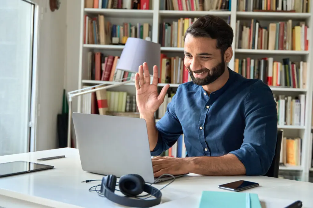 man saying hello on a QuickMD online counseling session