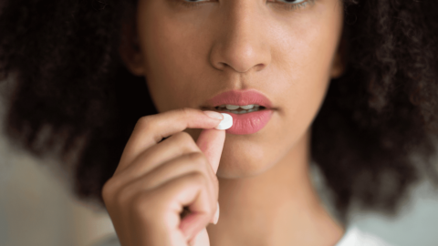 Woman taking Risperidone for mental health conditions