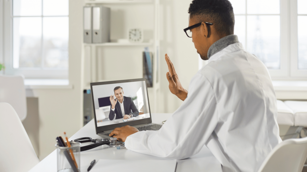 Doctor conducting an online Suboxone consultation via telemedicine