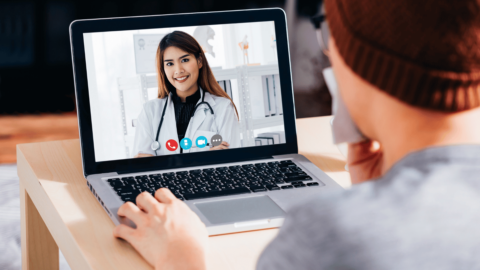 Patient having an online consultation with a Suboxone doctor for same-day prescription through telemedicine