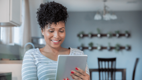 Woman making an urgent care telehealth appointment