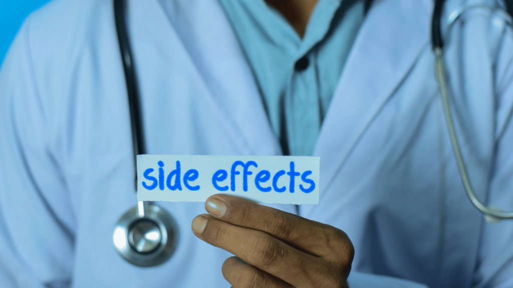 Doctor holding up side effects sign