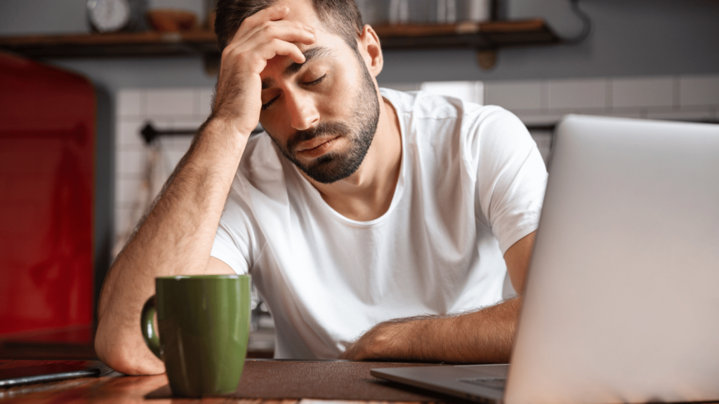 Tired man, possibly from opioid overdose