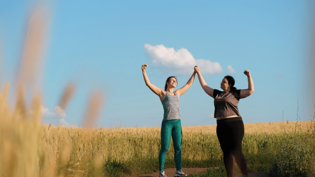 Two women running after using weight loss injections