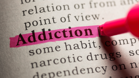 The word addiction being highlighted