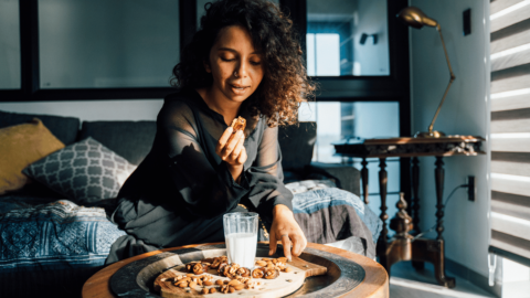 Woman practicing mindful eating for weight loss