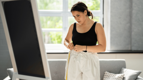 Woman experiencing weight loss plateau on Ozempic