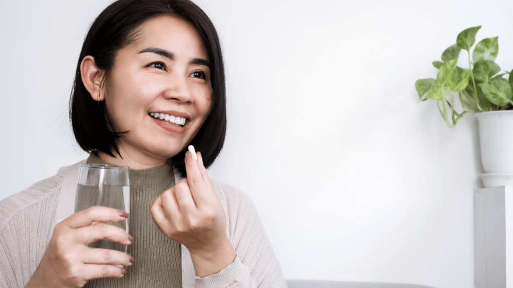 Smiling woman taking tirzepatide