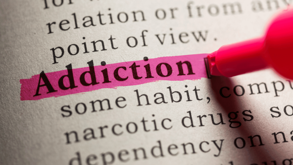 Highlighter on the word addiction