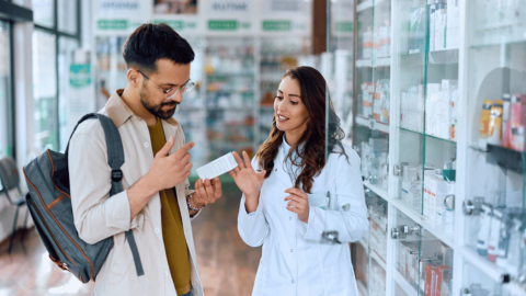 Pharmacist explaining Suboxone generic name vs. brand name