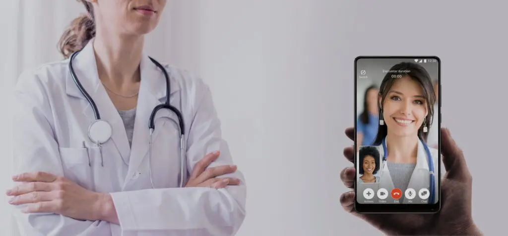 Woman talking to a doctor via phone using Telehealth and Telemedicine